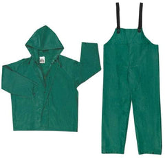 MCR Safety - Size 7XL, Green, Chemical, Rain Two Piece Suit - Attached Hood - Eagle Tool & Supply