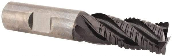 Guhring - 5/8" Diam, Coarse Pitch, 1-1/4" LOC, 4 Flute Solid Carbide Roughing Square End Mill - Nano-A Finish, 3-1/2" OAL, 5/8" Shank Diam, Single End, Centercutting - Eagle Tool & Supply