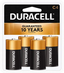 Duracell - Size C, Alkaline, 4 Pack, Standard Battery - 1.5 Volts, Button Tab Terminal - Eagle Tool & Supply