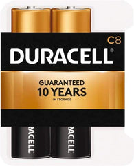 Duracell - Size C, Alkaline, 8 Pack, Standard Battery - 1.5 Volts, Button Tab Terminal - Eagle Tool & Supply