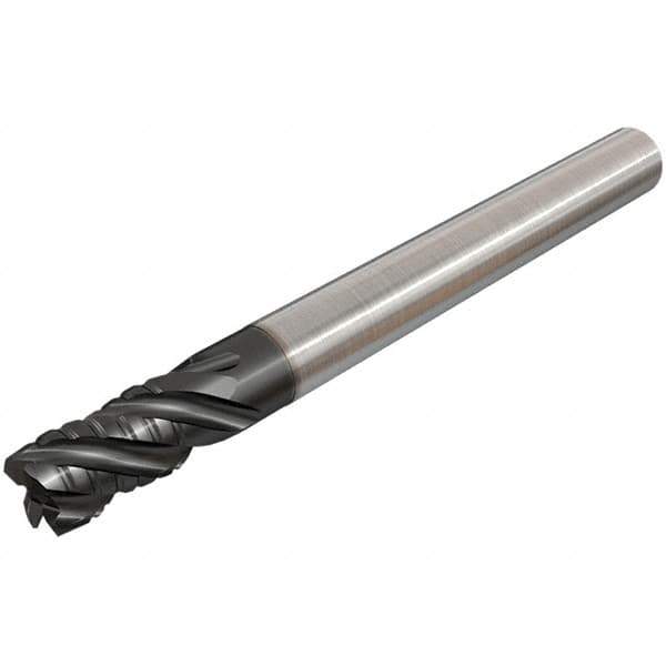 Iscar - 1" Diam, 2" LOC, 4 Flute Solid Carbide 45° Corner Chamfer Roughing End Mill - TiAlN Finish, 6" OAL, 1" Shank Diam, Single End, Extended Reach, 38° Helix - Eagle Tool & Supply