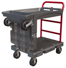 Rubbermaid - 750 Lb Capacity Structural Foam/Steel Platform Truck - Structural Foam Deck, 24-1/4" OAW, 65-7/8" Platform Length, Rubber Casters - Eagle Tool & Supply