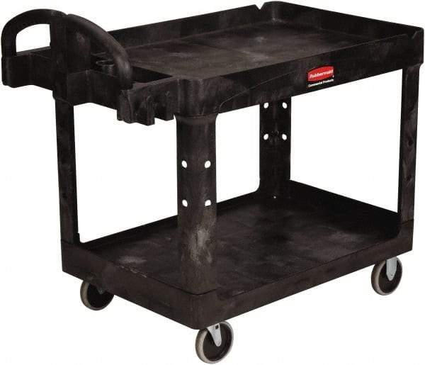 Rubbermaid - 750 Lb Capacity, 25" Wide x 53-5/8" Long x 35-3/4" High Standard Utility Cart - 2 Shelf, Plastic - Eagle Tool & Supply
