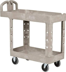 Rubbermaid - 500 Lb Capacity, 17" Wide x 38-3/8" Long x 32-3/4" High Standard Utility Cart - 2 Shelf, Plastic - Eagle Tool & Supply