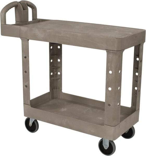 Rubbermaid - 500 Lb Capacity, 17" Wide x 38-3/8" Long x 32-1/4" High Standard Utility Cart - 2 Shelf, Plastic - Eagle Tool & Supply