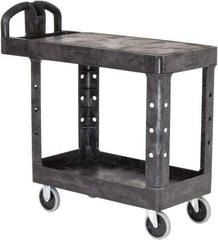 Rubbermaid - 500 Lb Capacity, 17" Wide x 38-3/8" Long x 32-1/4" High Standard Utility Cart - 2 Shelf, Plastic - Eagle Tool & Supply