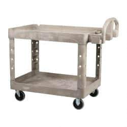 Rubbermaid - 500 Lb Capacity, 25" Wide x 43-7/8" Long x 32-3/4" High Standard Utility Cart - 2 Shelf, Plastic - Eagle Tool & Supply