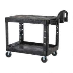 Rubbermaid - 500 Lb Capacity, 25" Wide x 43-7/8" Long x 32-1/4" High Standard Utility Cart - 2 Shelf, Plastic - Eagle Tool & Supply