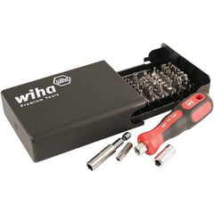 Wiha - 39 Piece, 1/4" Drive Screwdriver Bit Set - #1 to #2 Phillips, Tamperproof T8 to T40 Torx, #0 to #3 Pozidriv, #1 to #3 Square Recess, #6, #8 & #10 Torq, #1, #2, #3 & #4 Tri-Wing, #4, #6, #8 & #10 Spanner, 1/4" Drive Bits - Eagle Tool & Supply