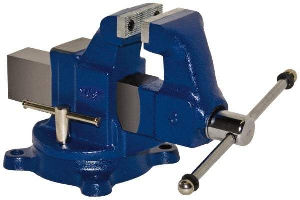 Yost Vises - 5" Jaw Width, 8" Opening Capacity, 5" Throat Depth, Ductile Iron Swivel Bench Vise - Bolt Down Base Attachment - Eagle Tool & Supply