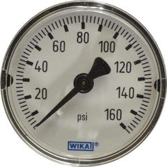 Wika - 2" Dial, 1/4 Thread, 0-160 Scale Range, Pressure Gauge - Center Back Connection Mount, Accurate to 3-2-3% of Scale - Eagle Tool & Supply