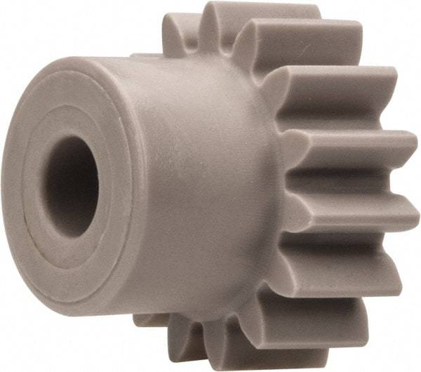 Made in USA - 24 Pitch, 5/8" Pitch Diam, 0.709" OD, 15 Tooth Spur Gear - 1/4" Face Width, 3/16" Bore Diam, 31/64" Hub Diam, 20° Pressure Angle, Acetal - Eagle Tool & Supply