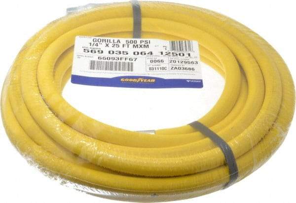 Continental ContiTech - 1/4" ID x 0.61" OD 25' Long Oil Resistant Air Hose - MNPT x MNPT Ends, 500 Working psi, -20 to 190°F, 1/4" Fitting, Yellow - Eagle Tool & Supply