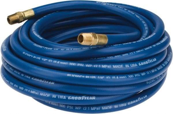 Continental ContiTech - 1/4" ID x 1/2" OD 25' Long Multipurpose Air Hose - MNPT x MNPT Ends, 300 Working psi, -10 to 158°F, 1/4" Fitting, Blue - Eagle Tool & Supply