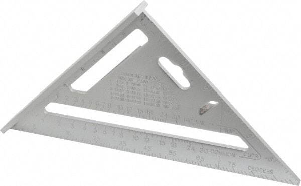 Empire Level - 7" Blade Length, Buffed Finish, Aluminum Rafter Square - 1/16", 0.083", 1/8" Graduation - Eagle Tool & Supply
