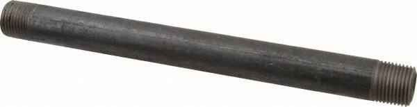 Made in USA - Schedule 80, 1/2" Diam x 9" Long Black Pipe Nipple - Threaded - Eagle Tool & Supply