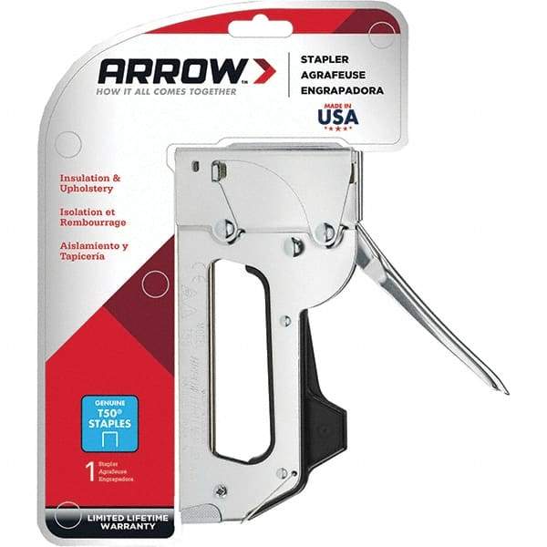 Arrow - Manual Staple Gun - Chrome Plated Steel - Eagle Tool & Supply