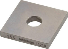 Mitutoyo - 0.135" Square Steel Gage Block - Accuracy Grade 0, Includes Certificate of Inspection - Eagle Tool & Supply