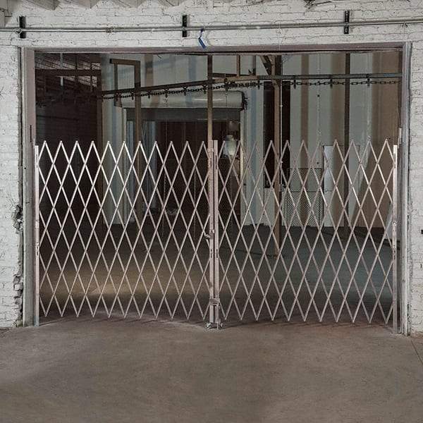Illinois Engineered Products - 8' High Bi-Parting Folding Gates - Galvanized Steel, Silver - Eagle Tool & Supply