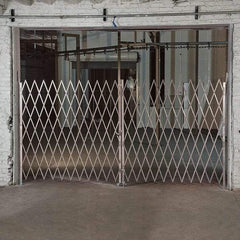 Illinois Engineered Products - 90" High Bi-Parting Folding Gates - Galvanized Steel, Silver - Eagle Tool & Supply