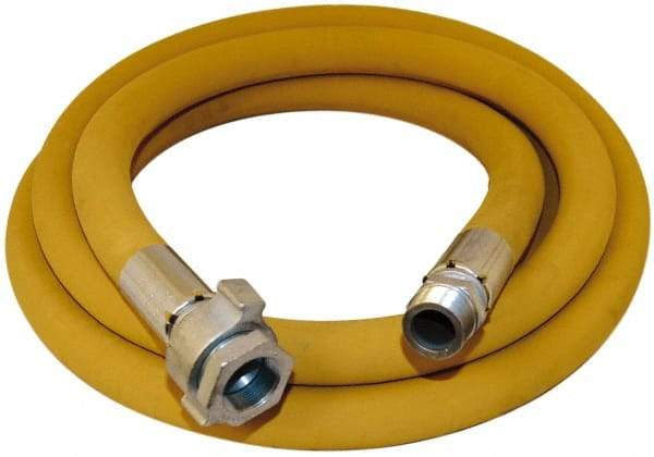 Alliance Hose & Rubber - 1/2" ID x 0.98" OD 25' Long Wire Braid Air Hose - Male NPT x Female NPT Ground Joint Swivel Ends, 600 Working psi, -22 to 176°F, 1/2" Fitting, Yellow - Eagle Tool & Supply