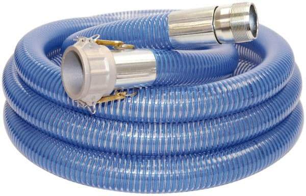 Alliance Hose & Rubber - -40 to 150°F, 4" Inside x 4-1/2" Outside Diam, PVC Liquid Suction & Discharge Hose - Transparent Blue, 20' Long, 29 Vacuum Rating, 55 psi Working Pressure - Eagle Tool & Supply