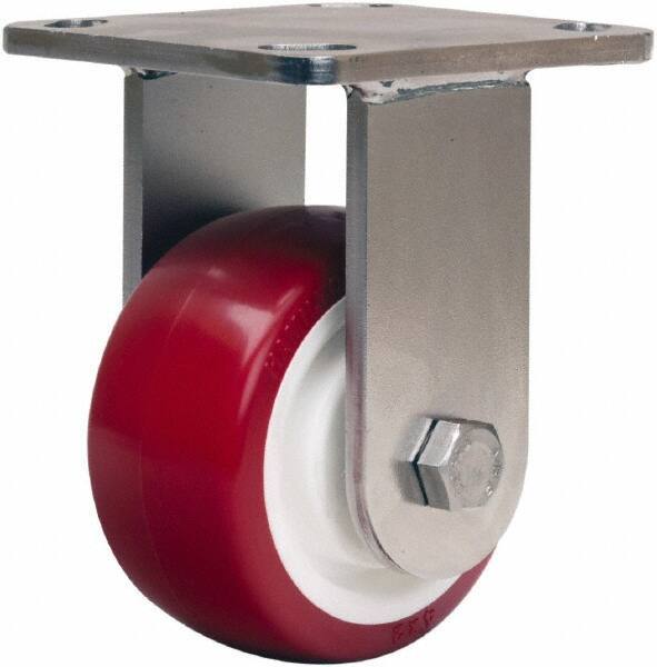 Hamilton - 4" Diam x 2" Wide x 5-5/8" OAH Top Plate Mount Rigid Caster - Polyurethane Mold on Polypropylene, 750 Lb Capacity, Delrin Bearing, 4 x 4-1/2" Plate - Eagle Tool & Supply