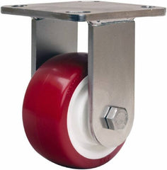 Hamilton - 4" Diam x 2" Wide x 5-5/8" OAH Top Plate Mount Rigid Caster - Polyurethane Mold on Polypropylene, 750 Lb Capacity, Delrin Bearing, 4 x 4-1/2" Plate - Eagle Tool & Supply