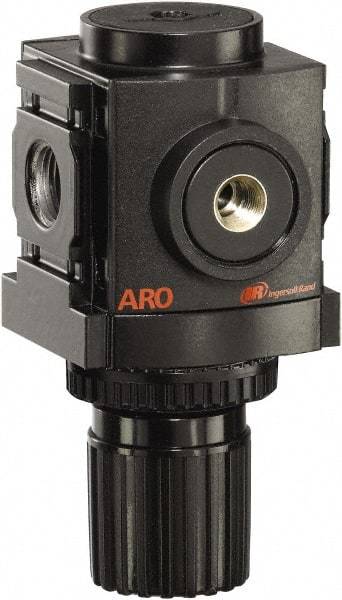 ARO/Ingersoll-Rand - 3/8 NPT Port, 113 CFM, Aluminum Compact Regulator - 0 to 140 psi Range, 250 Max psi Supply Pressure, 1/8" Gauge Port Thread, 2.705" Wide x 4.772" High - Eagle Tool & Supply
