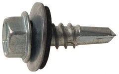 Elco - #12-14, Hex Washer Head, Hex Drive, 4" Length Under Head, #3 Point, Self Drilling Screw - Steel - Eagle Tool & Supply