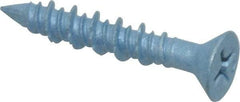 Elco - 3/16" Diam, 1-1/4" OAL, Phillips Drive, Concrete Screw & Masonry Fastener - Steel, Blue StalGard Finish, Includes #2 Drill Bit - Eagle Tool & Supply