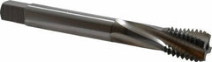 OSG - M18x2.50 Metric Coarse 4 Flute 6H Bottoming Spiral Flute Tap - Vanadium High Speed Steel, TiCN Finish, 125mm OAL, Right Hand Flute, Right Hand Thread, Series 13113 - Eagle Tool & Supply