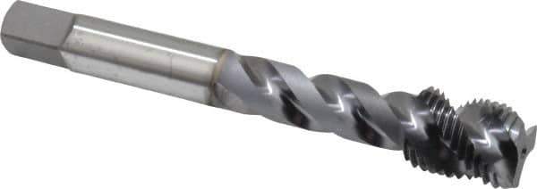 OSG - 1/2-20 UNF 3 Flute Modified Bottoming Spiral Flute Tap - Vanadium High Speed Steel, TiCN Finish, 3-3/8" OAL, Right Hand Flute, Right Hand Thread, Oversize, H7, Series 290 - Eagle Tool & Supply