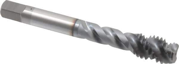 OSG - 7/16-14 UNC 3 Flute Modified Bottoming Spiral Flute Tap - Vanadium High Speed Steel, TiCN Finish, 3-5/32" OAL, Right Hand Flute, Right Hand Thread, Oversize, H7, Series 290 - Eagle Tool & Supply