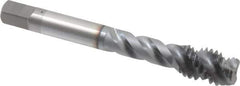 OSG - 7/16-14 UNC 3 Flute Modified Bottoming Spiral Flute Tap - Vanadium High Speed Steel, TiCN Finish, 3-5/32" OAL, Right Hand Flute, Right Hand Thread, Oversize, H7, Series 290 - Eagle Tool & Supply