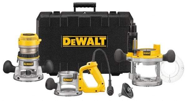 DeWALT - 2.25 hp, 8,000 to 24,000 RPM, Three Base Router Kit - 12 Amps, 1/4 and 1/2 Inch Collet - Eagle Tool & Supply