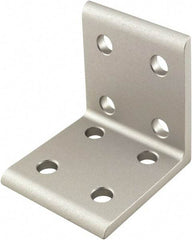 80/20 Inc. - 50mm Wide, Open Shelving 8 Hole Inside Corner Bracket - Aluminum, Clear Anodized Finish, 47mm Long, Use with 25 Series & Bolt Kit 75-3404 - Eagle Tool & Supply