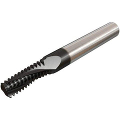 Iscar - 1/2-20 UNF, 3/8" Cutting Diam, 4 Flute, Solid Carbide Helical Flute Thread Mill - Internal Thread, 0.88" LOC, 3" OAL, 3/8" Shank Diam - Eagle Tool & Supply