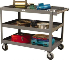 Strong Hold - 2,000 Lb Capacity, 32" Wide x 48" Long x 40" High Service Cart - 3 Shelf, Steel, Swivel Casters - Eagle Tool & Supply