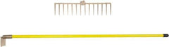 Ampco - Rake with 58" Straight Fiberglass Handle - 14-1/4" Blade Width, 14 Tines, 2-3/4" Tine Length - Eagle Tool & Supply