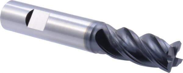 Iscar - 5/8", 4 Flute, Single End, Solid Carbide, Corner Chamfer End Mill - 4" OAL, 38° Helix, Right Hand Flute, 1-1/4" LOC, Right Hand Cut - Eagle Tool & Supply