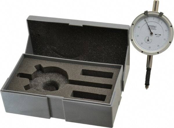 Fowler - 0.4" Range, 0-50-0 Dial Reading, 0.0005" Graduation Dial Drop Indicator - Revolution Counter - Eagle Tool & Supply