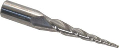 Accupro - 5° Taper Angle per Side, 1/16" Small End Diam, 1-1/2" LOC, Solid Carbide 3 Flute Tapered Ball End Mill - 2-1/2" OAL, 3/8" Shank Diam - Eagle Tool & Supply