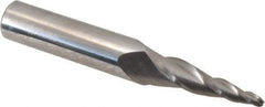 Accupro - 7° Taper Angle per Side, 3/32" Small End Diam, 1" LOC, Solid Carbide 3 Flute Tapered Ball End Mill - 2-1/2" OAL, 3/8" Shank Diam - Eagle Tool & Supply