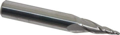 Accupro - 10° Taper Angle per Side, 1/16" Small End Diam, 3/4" LOC, Solid Carbide 3 Flute Tapered Ball End Mill - 2-1/2" OAL, 3/8" Shank Diam - Eagle Tool & Supply