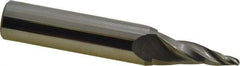 Accupro - 10° Taper Angle per Side, 3/32" Small End Diam, 1" LOC, Solid Carbide 3 Flute Tapered Ball End Mill - 3" OAL, 1/2" Shank Diam - Eagle Tool & Supply