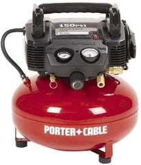 Porter-Cable - 0.8 HP, 2.6 CFM Pancake Electric Oil Free Compressor - 6 Gallon Tank, 10 Amp, 150 Max psi, 120V - Eagle Tool & Supply