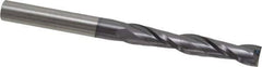 Atrax - 1/2", 3" LOC, 1/2" Shank Diam, 6" OAL, 2 Flute, Solid Carbide Square End Mill - Single End, AlTiN Finish, Spiral Flute, 30° Helix, Centercutting, Right Hand Cut - Eagle Tool & Supply
