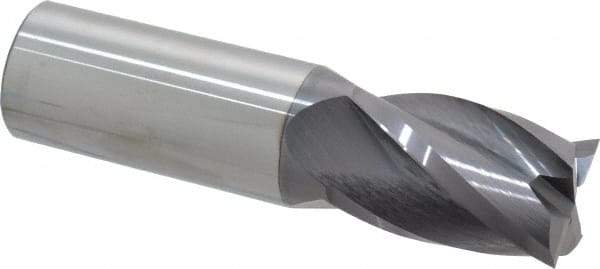 Atrax - 1", 1-1/2" LOC, 1" Shank Diam, 4" OAL, 4 Flute, Solid Carbide Square End Mill - Single End, AlTiN Finish, Spiral Flute, 30° Helix, Centercutting, Right Hand Cut, Right Hand Flute - Eagle Tool & Supply