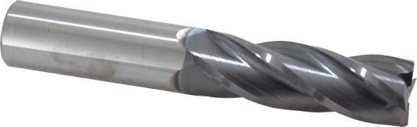 Atrax - 1", 3" LOC, 1" Shank Diam, 5-1/2" OAL, 4 Flute, Solid Carbide Square End Mill - Single End, AlTiN Finish, Spiral Flute, 30° Helix, Centercutting, Right Hand Cut, Right Hand Flute - Eagle Tool & Supply